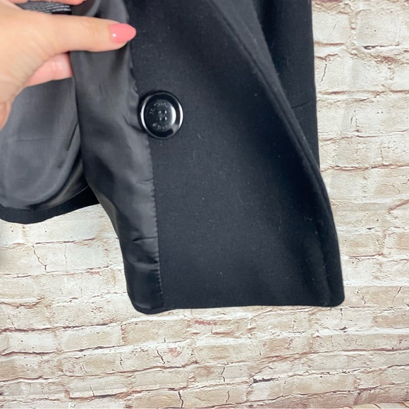 MICHAEL Michael Kors Black Wool Blend Pea Coat | Small Double-Breasted Pockets - Picture 5 of 9